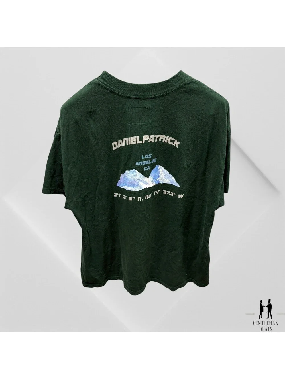 Daniel Patrick Embroidered Green  T Shirt Mens L Los Angeles Mountain Green